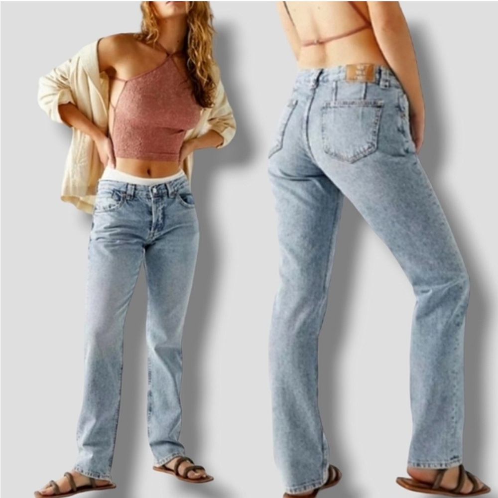 Free People Curvy Siren Low Rise Straight Leg Jeans.